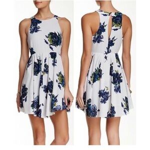 Free People White and Blue Floral Midi Dress